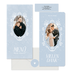 Hochzeit - Winterhochzeit Schneeflocken auf Blau romantische Ornamente