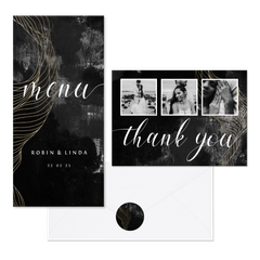 Hochzeitskartenset industriell mit Gold