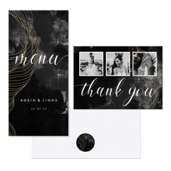 Hochzeitskartenset industriell mit Gold