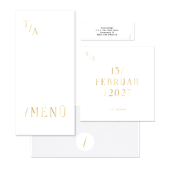 Hochzeitskartenset minimalistisch Goldschrift