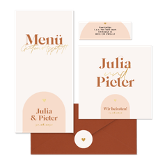 Hochzeit - Moderne Bogenformen grafisch Orange Pastell