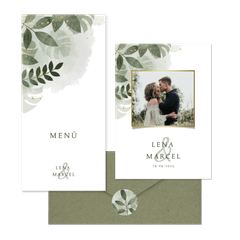 Hochzeitskartenset grüne Zweige in Wasserfarbe