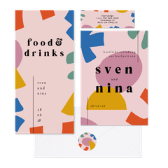 Hochzeitskartenset Modern Art in bunt