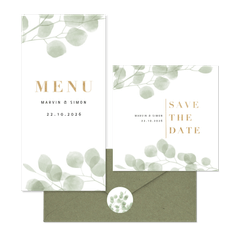 Hochzeitskartenset stilvoller Eukalyptus