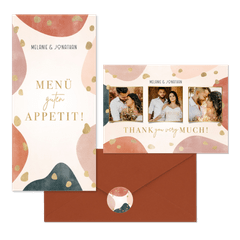 Hochzeitskartenset organische Formen mit Goldklecksen