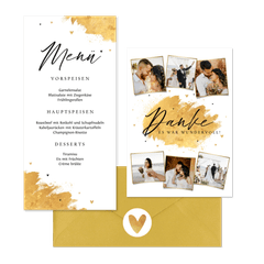 Hochzeitskartenset Pinselstrich Goldlook