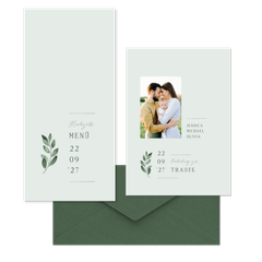 Hochzeitskartenset einfacher grüner Zweig