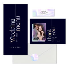 Hochzeitskarten modernes Set mit Holo-Schrift & Mr. & Mrs.