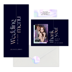 Hochzeitskarten modernes Set mit Holo-Schrift & Mr. & Mrs.