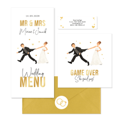 Hochzeitskartenset lustige Illustration 'Game over'