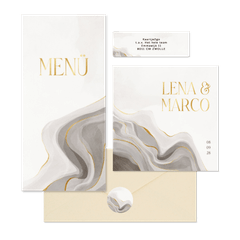 Hochzeitskartenset grauer Marmor mit Gold