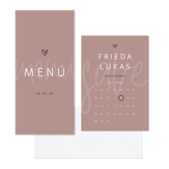 Hochzeitskartenset minimalistisch Altrosa