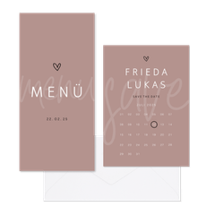 Hochzeitskartenset minimalistisch Altrosa