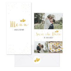 Hochzeitskartenset schlicht goldenes Konfetti 