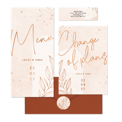 Hochzeitskartenset filigraner Zweig auf Rosé