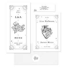 Hochzeit - Tattoo Linienzeichnung schwarz und weiß 