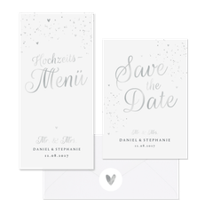 Hochzeitskartenset Silberschrift