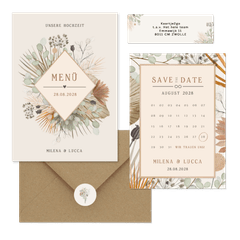 Hochzeitskartenset Trockenblumen und Gräser