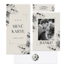 Hochzeit - Vintage Blumen Kohlezeichnung 2