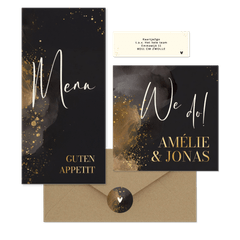 Hochzeit - Grau Aquarell mit Goldklecksen