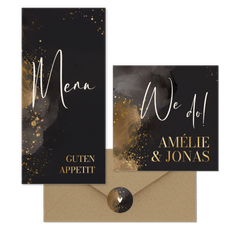 Hochzeit - Grau Aquarell mit Goldklecksen