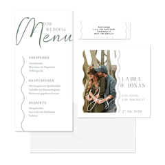 Hochzeitskartenset schlicht mit Wellenstreifen