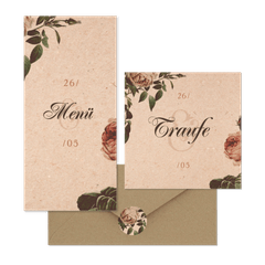 Hochzeitskartenset Vintage Rosen auf Papierstruktur