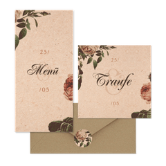 Hochzeitskartenset Vintage Rosen auf Papierstruktur