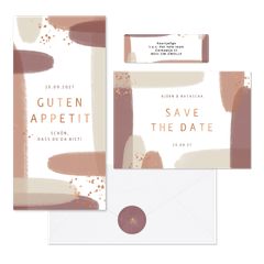 Hochzeitskartenset Kupfer Pinselstriche 