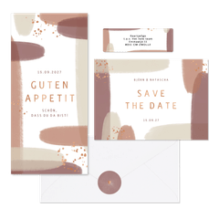 Hochzeitskartenset Kupfer Pinselstriche 