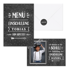 Einschulung - Kreidetafel  schwarzweiss