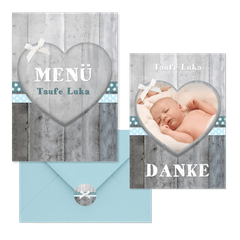 Taufe - Holzlook blau