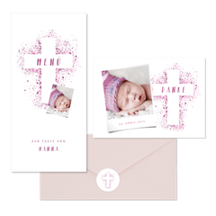 Taufe - Kreuz Farbspritzer rosa
