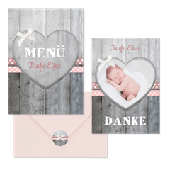 Taufe - Holzlook rosa