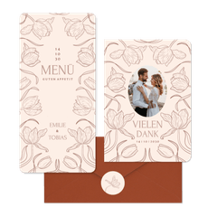 Hochzeit - Tulpen Linienzeichnung auf Beige