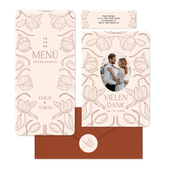 Hochzeit - Tulpen Linienzeichnung auf Beige