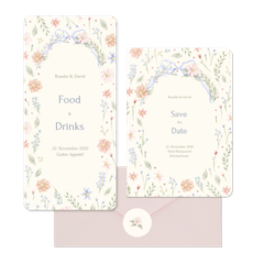 Hochzeit - Aquarell Blumenkranz mit Schleife Vintage