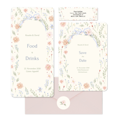 Hochzeit - Aquarell Blumenkranz mit Schleife Vintage