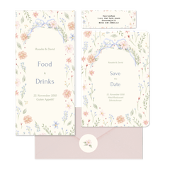 Hochzeit - Aquarell Blumenkranz mit Schleife Vintage