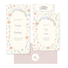 Hochzeit - Aquarell Blumenkranz mit Schleife Vintage