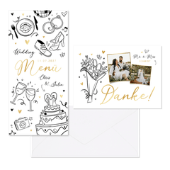 Hochzeitskartenset einfache Doodles 