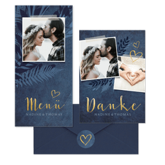 Hochzeitskartenset dunkelblaue Botanik