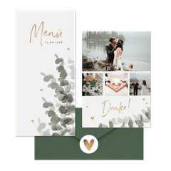 Hochzeitskartenset elegantes Aquarell mit Eukalyptus