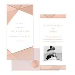 Hochzeitskartenset Geometrische Formen Rosé & Gold