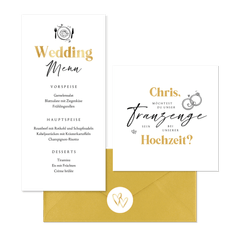 Hochzeitskartenset schlichter Schriftzug in Handschrift