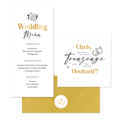 Hochzeitskartenset schlichter Schriftzug in Handschrift