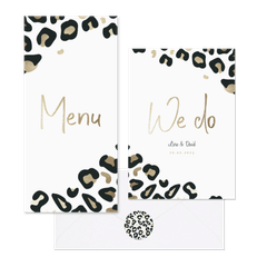 Hochzeitskartenset Leopardenmuster schwarz-gold