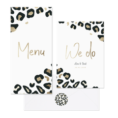 Hochzeitskartenset Leopardenmuster schwarz-gold