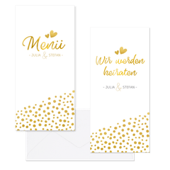 Hochzeitskartenset goldene Punkte