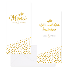 Hochzeitskartenset goldene Punkte